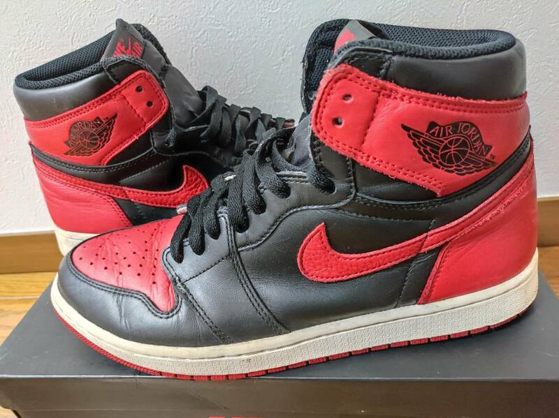 NIKE AIR JORDAN 1 RETRO HIGH OG BRED BANNED 2016 海外正規品 28.5cm 555088-001 black versity red white ブルズ ブレッド slam dunk