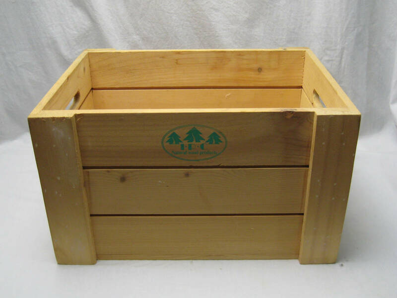 収納 ボックス BOX 木製 天然木 深型 木箱 持ち手付き クラフト 素材 リメイク インテリア 小型 USED