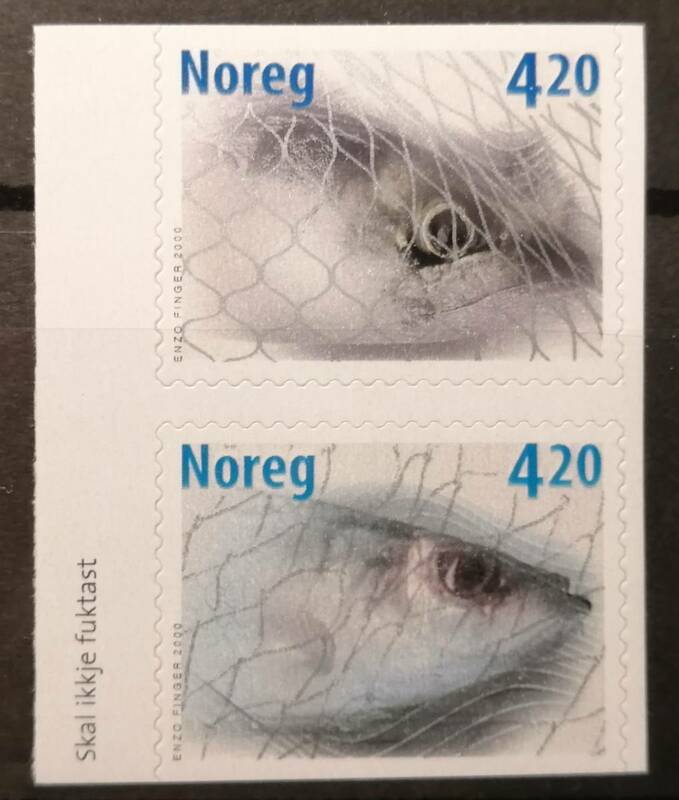 ノルウェー 魚(2種連,シール式) MNH
