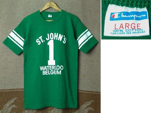 ほぼデッドストック 【チャンピオン】 70s Football T-Shirt / 70年代 フットボール Tシャツ L バータグ トリコタグ USA ビンテージ 60s80s