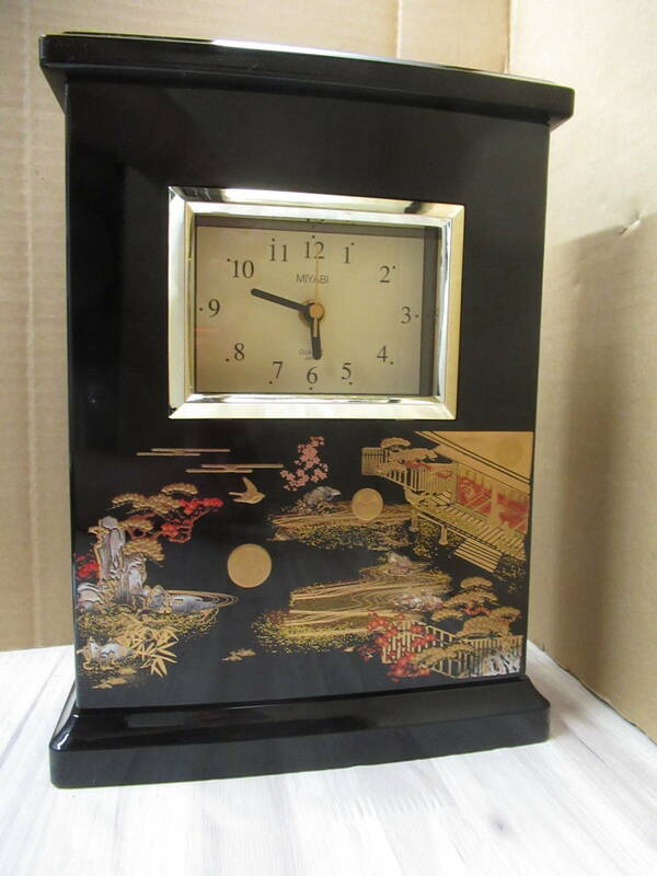 和風　和風　MIYABI クオーツ　置時計　漆器 屏風時計　化粧箱　初音の丁度　キーボックス　日本工芸本工芸