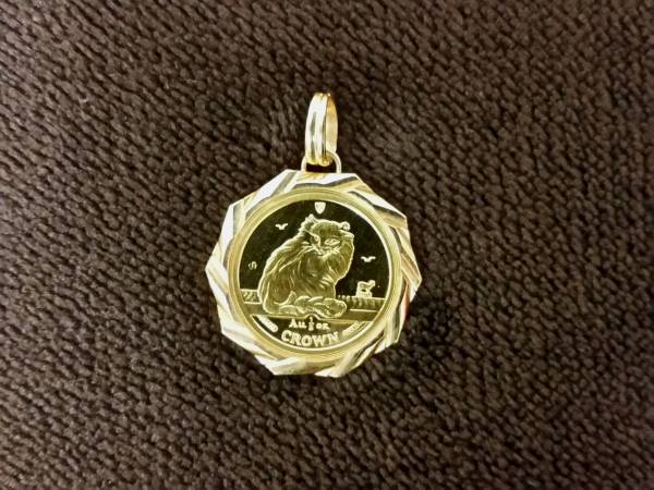 ◆　（美品）マン島　キャット金貨　1/5オンス　ペンダントトップ　◆