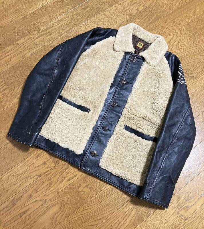 美品☆[HUMAN MADE] 17AW 定価239,800 MOUTON GRIZZLY ムートン×レザー グリズリージャケット XL 熊ジャン 牛革 毛皮 ヒューマンメイド