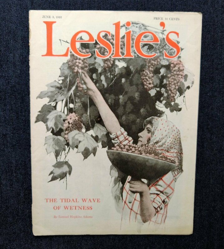 100年前 Leslie's Weekly 1922年 フランク・レスリー 挿絵新聞 ぶどう狩り女性 表紙 チェスターフィールド Chesterfield たばこ広告