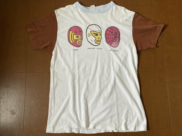 ★ネオ・ビンテージ ドライボーンズ DRY BONES 旧タグ メキシコ プロレス ルチャ 覆面 マスカラス？ クレイジーパターン Tシャツ 空中殺法