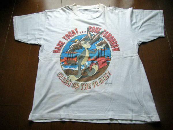 夜光ります！★1993年 貴重！グローインザダーク！Bugs Bunny バックスバニー ネオ ビンテージ Ｔシャツ 古着 ルーニーテューンズ WB