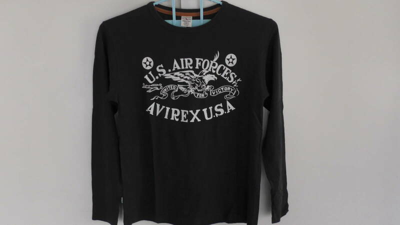 ☆★ AVIREX アヴィレックス 古着 黒/BLACK クルーネックロングTシャツ 長袖 インナー STYLE NO.6153667 サイズXL ☆★