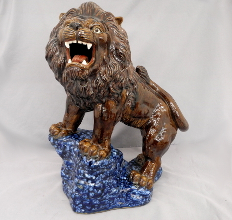 九谷焼 獅子 47cm ライオン 47cm 置物 中古 KUTANI WARE　made in Japan 現代九谷 昭和レトロ