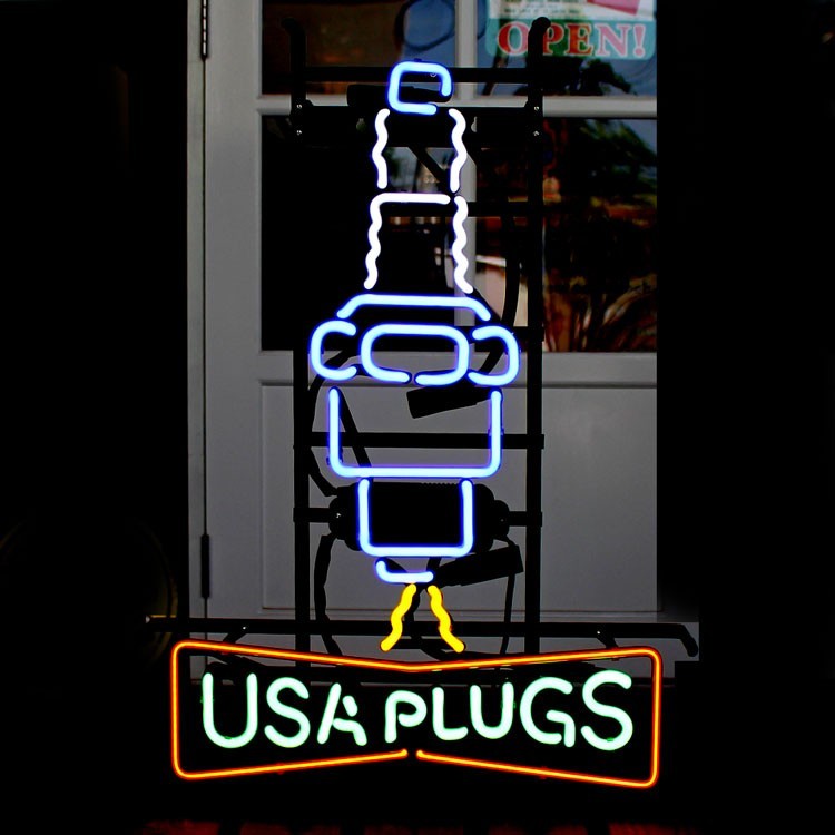 アメリカンネオンサイン SPARK PLUG スパークプラグ H65×W45.5cm ガレージ インテリア ネオン管 電飾 店舗装