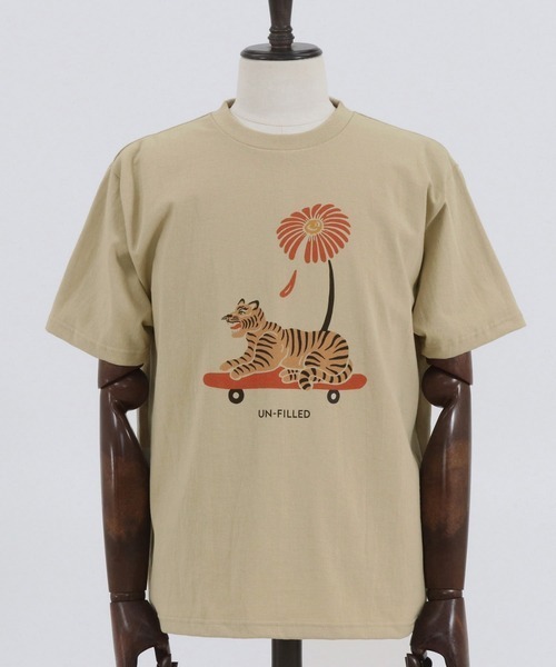 アンフィールド　タイガープリントTシャツ　ベージュLサイズ