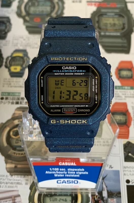 CASIO G-SHOCK DW-5600E メタリックブルー/スピード/ゴールド液晶/海外