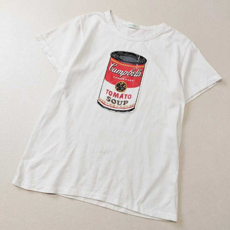 HIGH-PACE アンディウォーホル　キャンベルスープ缶　プリントTシャツ 半袖Tシャツ ホワイト　レディース