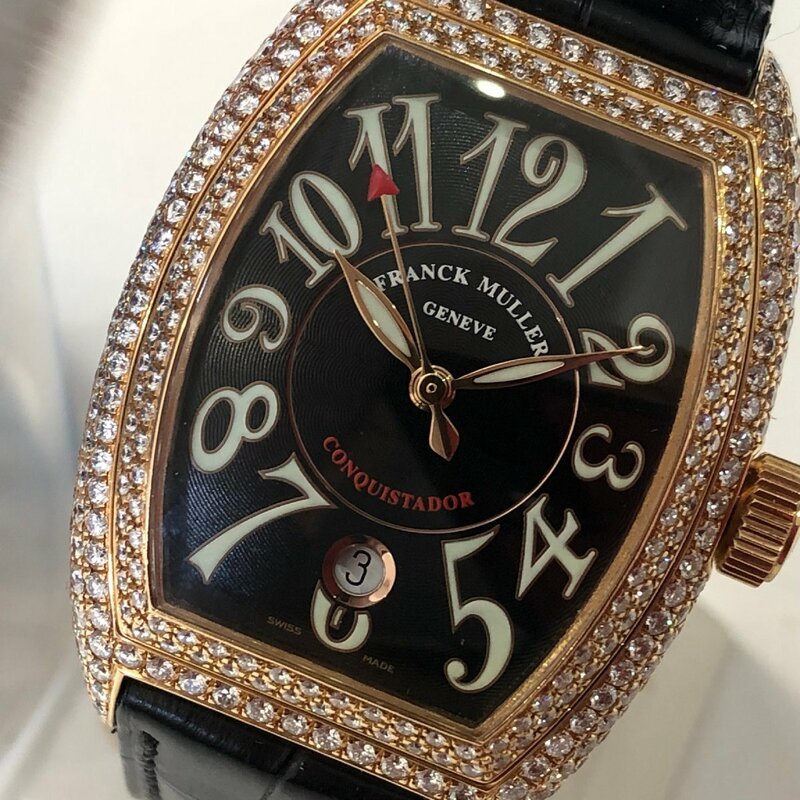 【超豪華】フランクミュラー　8001SC k18YG アフターダイヤ　黒文字盤　デイト　自動巻メンズボーイズ腕時計