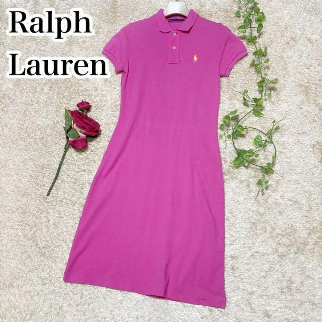 ラルフローレンレディース ポロシャツ ワンピース 半袖 ピンク ポニー刺繍 Mサイズ Ralph Lauren