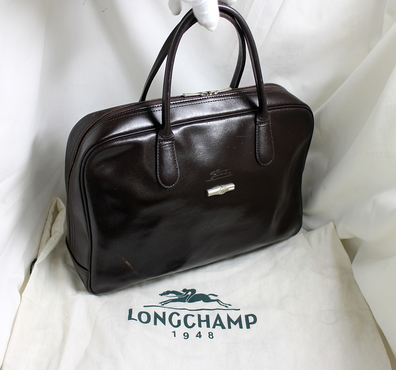 【LONGCHAMP】ロンシャン　レザー ハンドバッグ ビジネスバッグ ダークブラウン