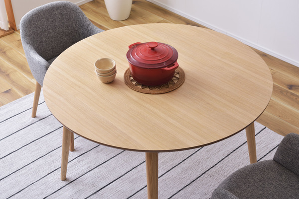 ダイニングテーブル ナチュラル色　木製 円形 110cm 丸形 サークル 円形ダイニングテーブル カラメリ
