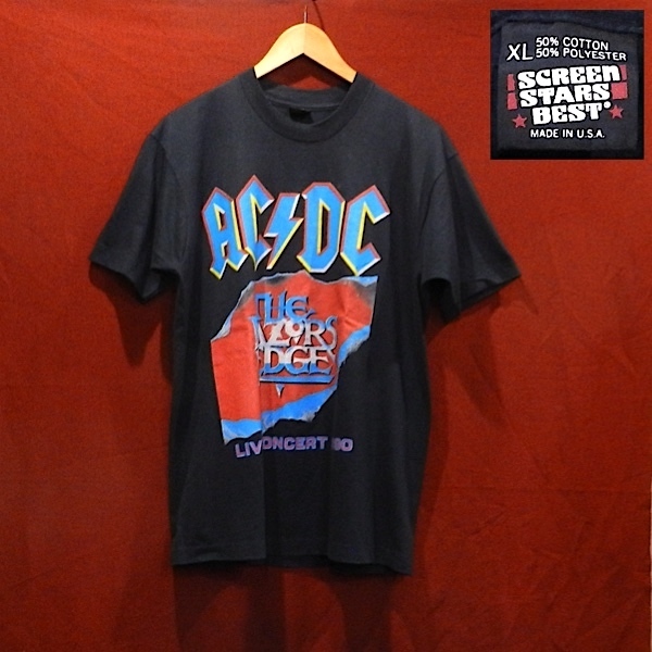 新品 AC/DC THE RAZORS EDGE 1990 ツアー ライブ 90's オールド ビンテージ シングルステッチ Tシャツ デッドストック 黒 XL 未使用
