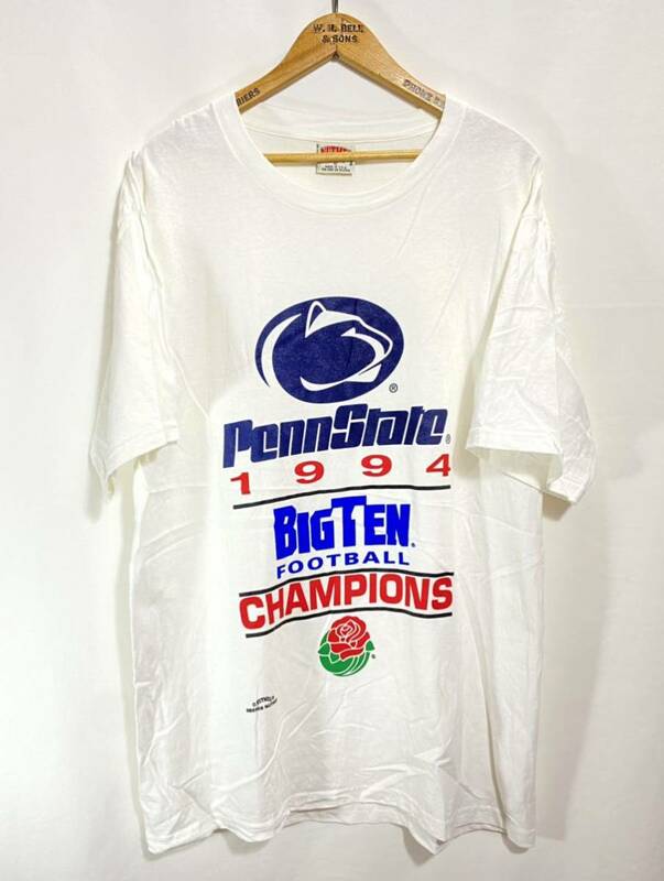 ■ USA製 NUTMEG ナツメグ ペンシルベニア州立大学 カレッジ Tシャツ 古着 サイズXL 白 アメフト PENN STATE BIGTEN 1994 CHAMPIONS ■