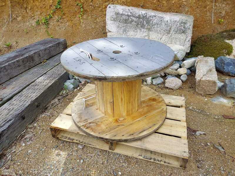 電線ドラムリール　ロール　ガーデニング　テーブル　鉢植え台　ケーブルドラム ガーデニングテーブル 丸テーブル 円卓　K1