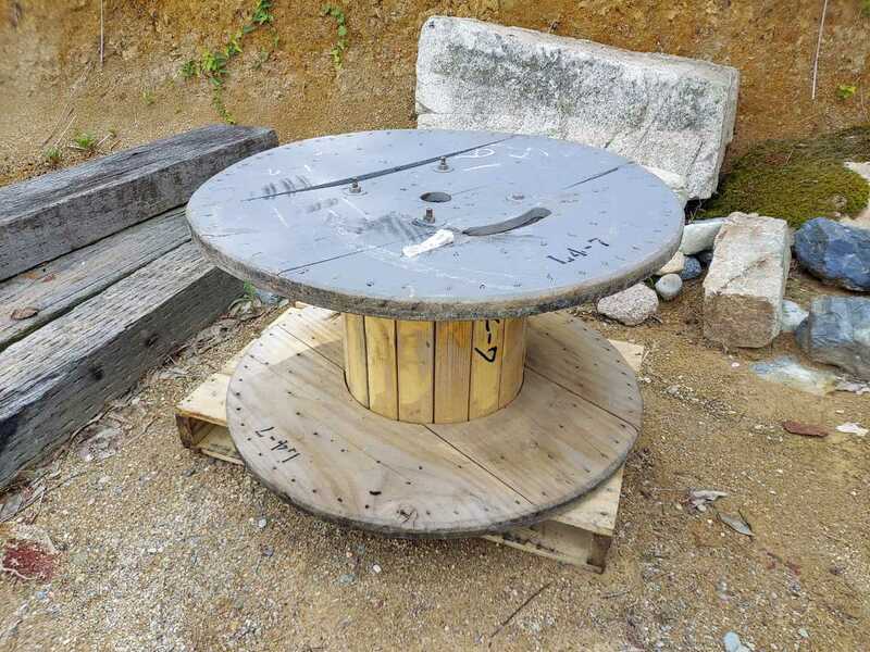 電線ドラムリール　ロール　ガーデニング　テーブル　鉢植え台　ケーブルドラム ガーデニングテーブル 丸テーブル 円卓　K3