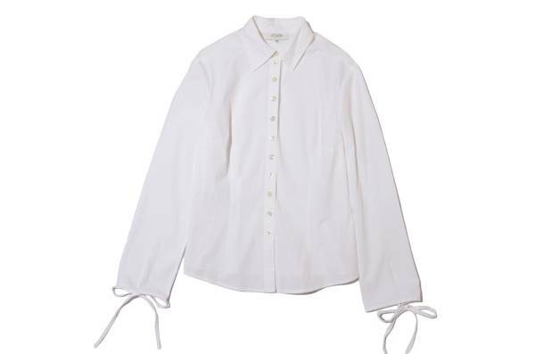 素敵！SCAPA スキャパ　袖リボンがかわいい　デザイン白シャツ　 クリ済美品