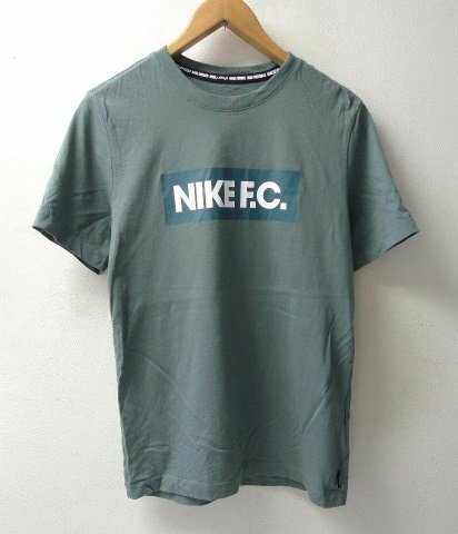 ◆　国内正規 NIKE FC ナイキ FC BOXロゴプリント Tシャツ グリーン サイズS　美品 CT8430-387