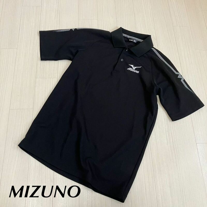 MIZUNO ポロシャツ　メンズ　ゴルフウェア　ブラック　GOLF サイズM 半袖 スポーツウェア ミズノ　刺繍ロゴ　アイスタッチ