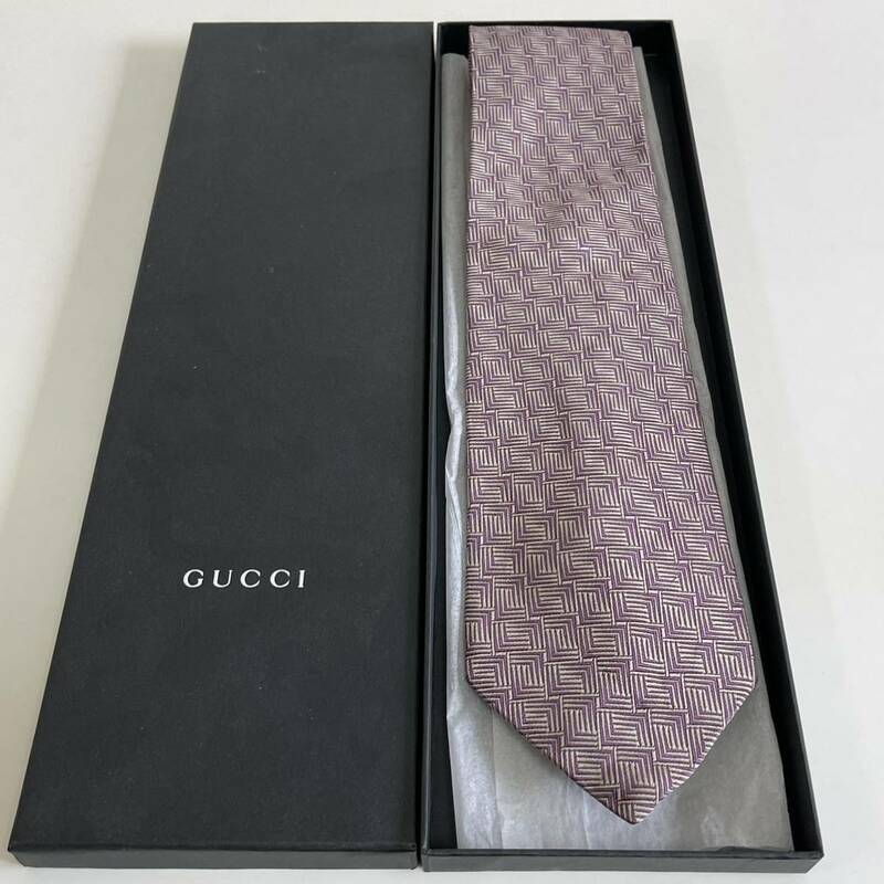 グッチ（GUCCI） グレーパープルネクタイ