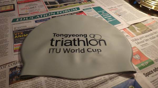 韓国　Tongyeong ITU Triathlon World Cup　スイムキャップ