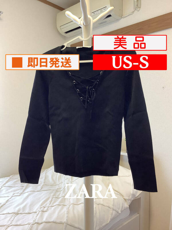 U_Top-911【美品】ZARA/トップス/US-S/ブラック/無地/レディ―ス/送料無料