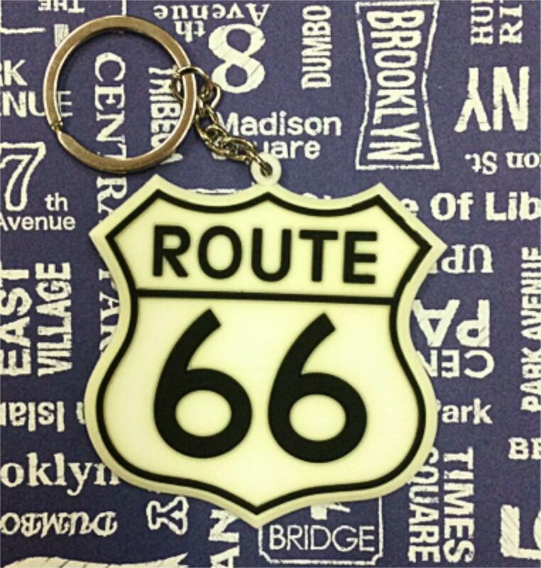 ラバーキーリング/ ROUTE66 ルート66 キーホルダー アメリカン雑貨　アクセサリー小物 車 バイク マザーロード