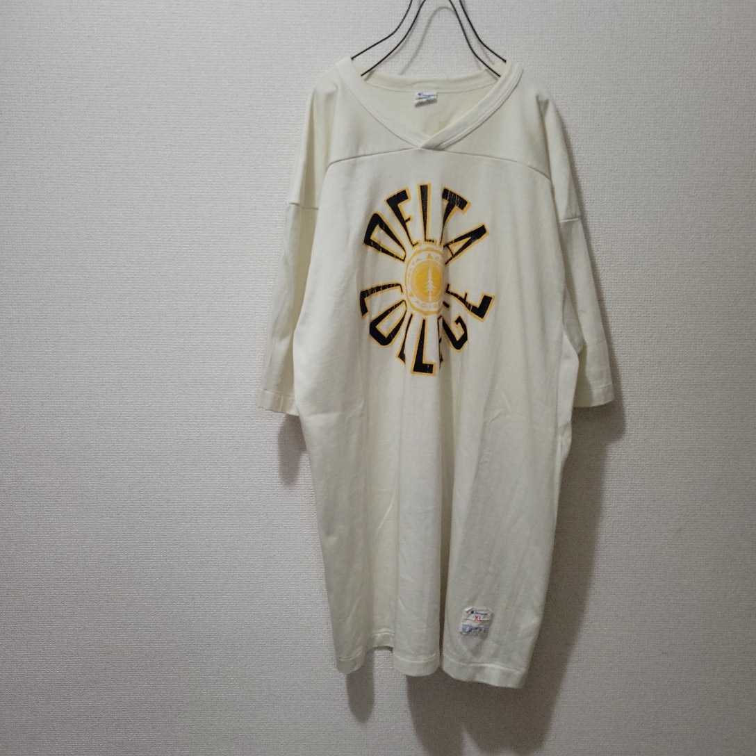 XL チャンピオン フットボールTシャツ 白 カレッジ 80sビンテージ デルタ K20H13