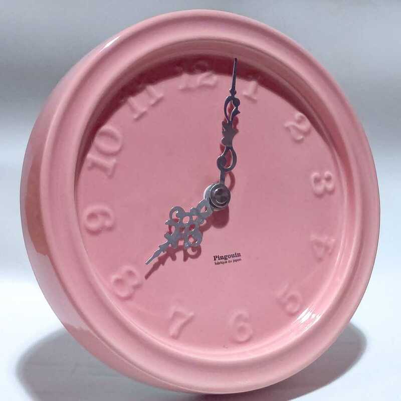 Pingouin 陶器製 置き掛け両用時計 インテリア ウォールクロック 中古 送料無料 即決