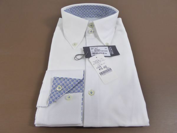 未使用品　TACCALITI/タッカルティ　Yシャツ　ノーネクタイ　イタリア製　コットン100％　Sサイズ　参考価格15.400円　37J