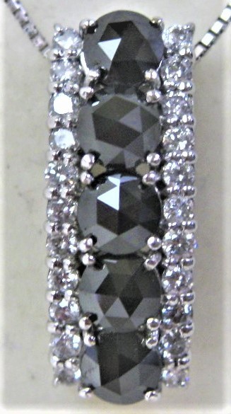 【東京 谷中 質屋おぢさん】18金ホワイトゴールド ペンダント ブラックダイヤ5ヶ1.40ctD0.41ct