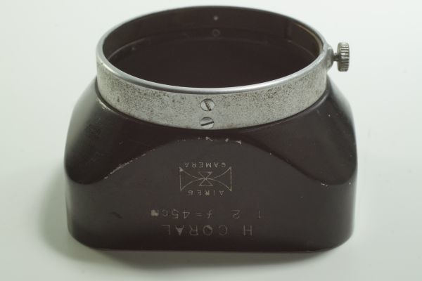 112『送料無料 希少品ですが状態が悪い』AIRES H CORAL 12 f=4.5cm アイレス 45mm F2用 内径45mm カブセ式 角型メタルフード