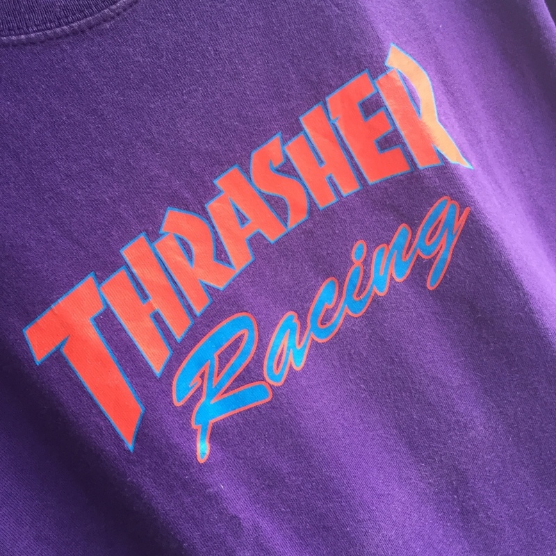 Skater Used Clothing 90's THRASHER Racing Mag Logo Design Tee Shirt スケーター古着 90年代 スラッシャー レーシング マグロゴ Tシャツ