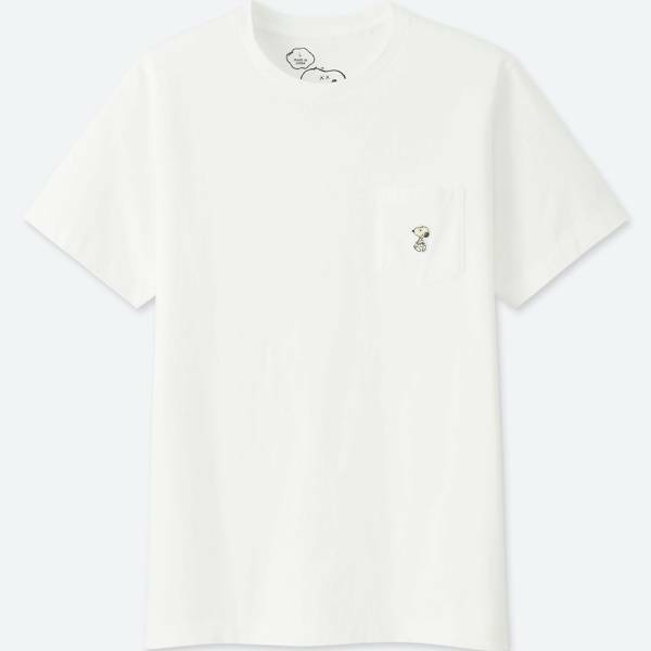 ユニクロ スヌーピー KAWS コラボ ポケット Tシャツ XSサイズ 白 ホワイト ピーナッツ キャラクター カウズ