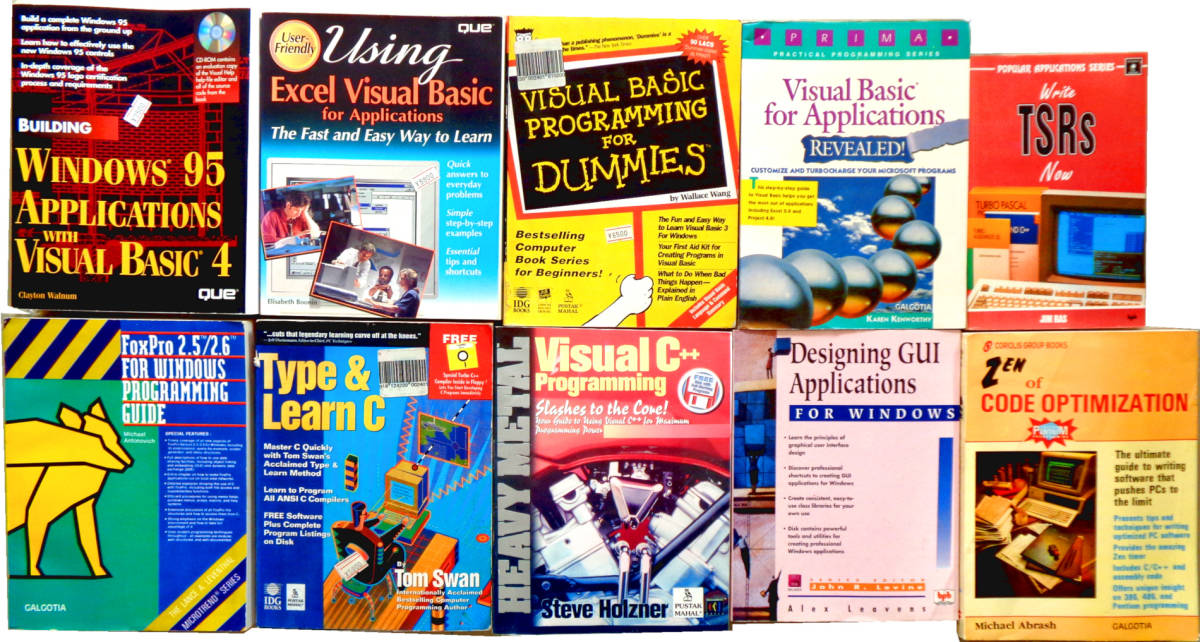 新古品 英文 VisualBasic, Visual C++, C, FoxPro, GUI, TSR Turbo Pascal, English PC Tutorial Booksいずれか