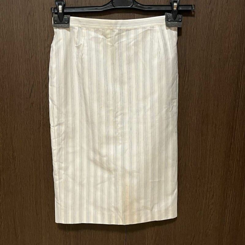 未着用 タグ付 アニエスベー コットン タイト スカート 36 日本製 オフホワイト agns b 定価24,150円
