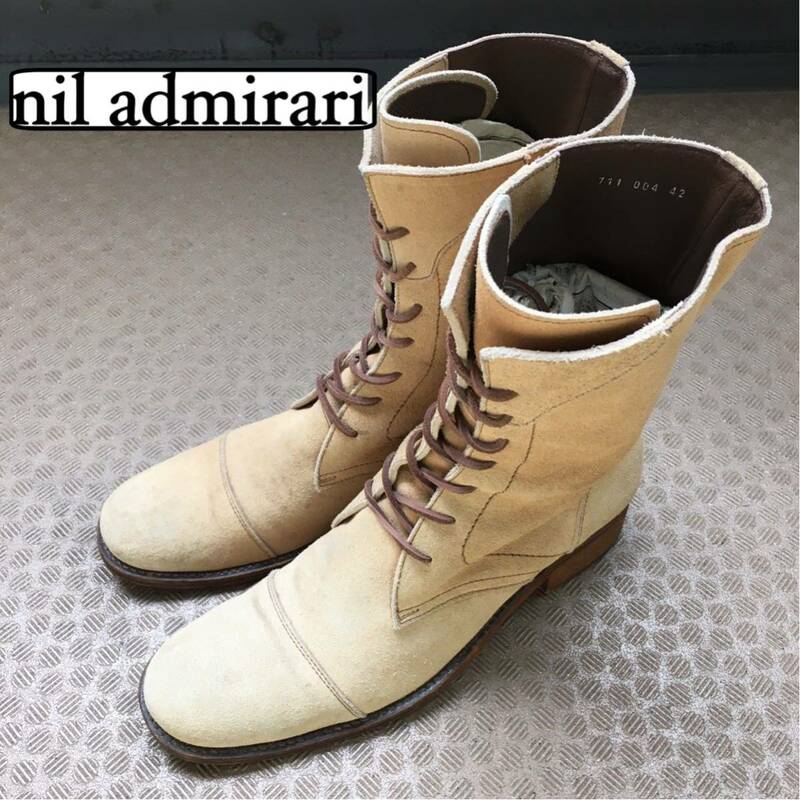 ★【 nil admirari 】★ 日本製 ストレートチップ スエード レザーブーツ★サイズ42