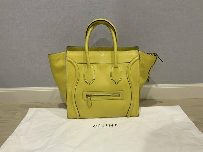 セリーヌ CELINE 中古ラゲージ ミニショッパー バッグ ハンドバッグ トートバッグ ・イエロー