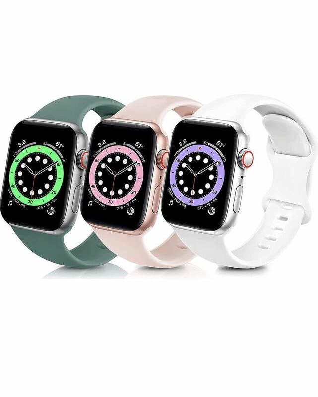 Apple Watch バンド, スポーツベルトシリコン 防汗アップルウォッチバンド　iWatch SE /Series7/6/5/4/3/対応　42/44/45mm 3本セット