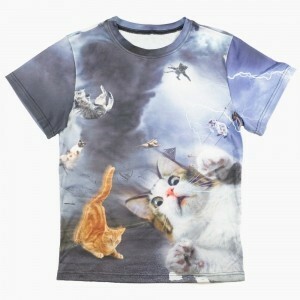 ★BIAN YI LONG☆猫Tシャツ☆《空から降ってくるネコ柄》