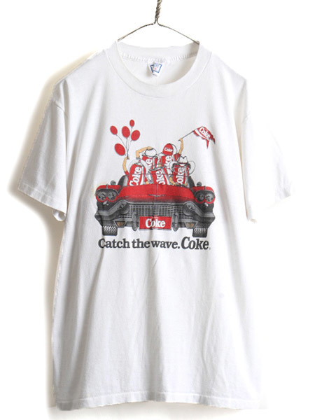 80s USA製 ビンテージ ■ コカコーラ プリント 半袖 Tシャツ ( XL メンズ レディース 小さめ L 程) 古着 80年代 CocaCola 企業物 当時物 白
