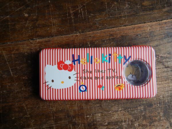 ハローキティ　ペンケース051201 サンリオ　1987 She likes TV cake,and apple 日本製筆箱　19x9x1.5cm HELLO KITTY キティーちゃん