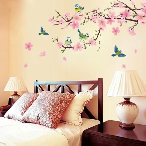 (NO.406）DIY剥がせる壁飾りウォールステッカー綺麗な仕上 桃花とかささぎ