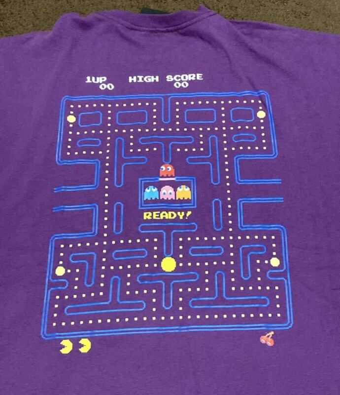 【4Lサイズ】新品 パックマン tシャツ レトロ ゲーム ファミコン ナムコ 限定 tee PAC-MAN ドット 絵 パープル