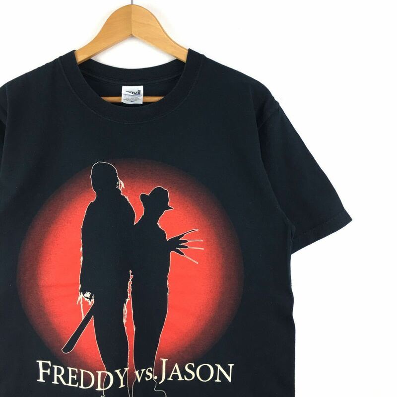 ビンテージ 00s【FREDDY VS JASON】Tシャツ M ジェイソン エルム街の悪夢 13日の金曜日 映画T 野村訓市 古着 ムービーT ホラー ロックT Y2K