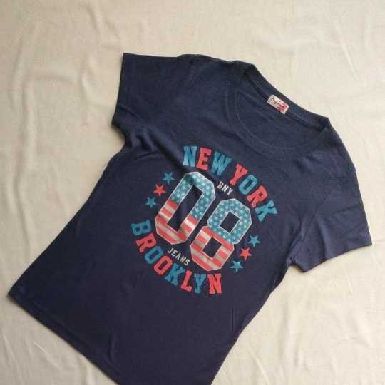 【海外】 ニューヨーク ★ BNY Tシャツ アメリカ デザイン NEW YORK みやげ 土産 紺 ブルックリン フィリピン セブ 美品 ネイビー